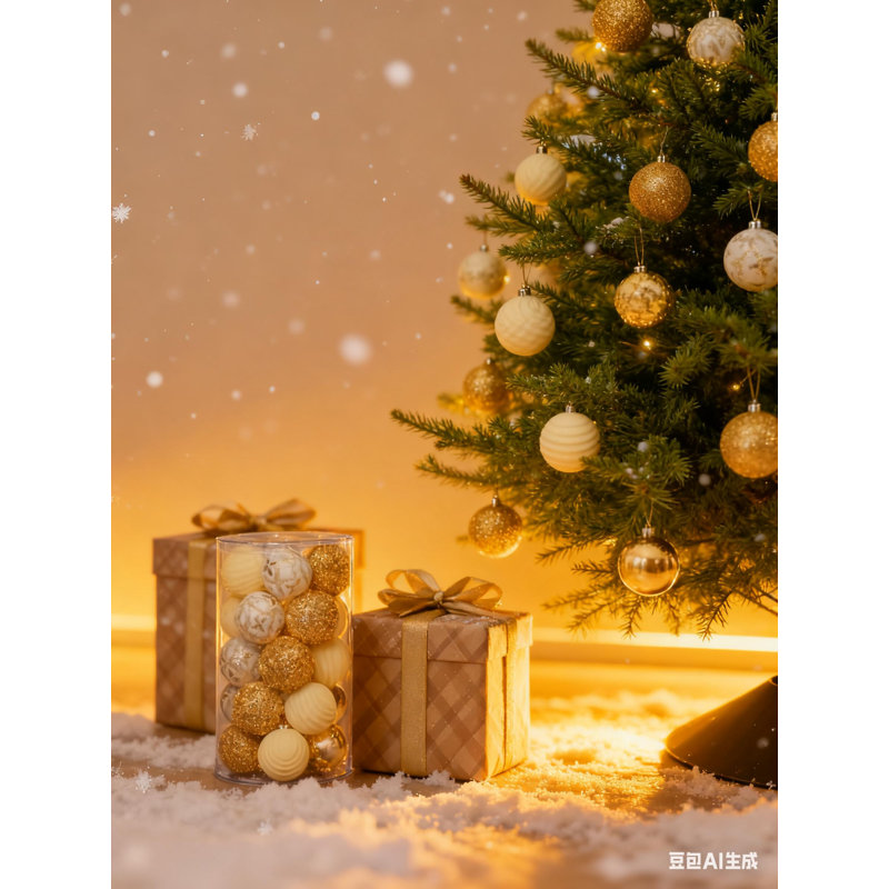 Boules de Noël incassables en PVC de 6 cm (25 pièces) - Décorations de sapin en vrac, essentielles pour emballer les cadeaux, décorer votre intérieur et votre maison pendant les fêtes.