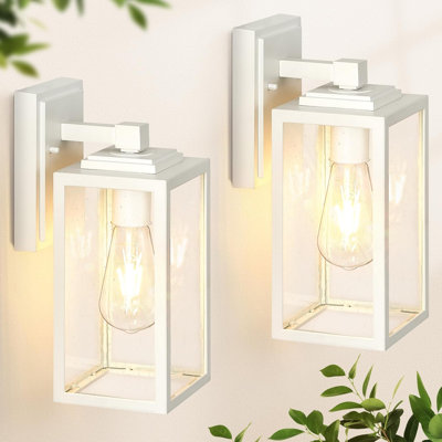 Ensemble de 2 luminaires d'extérieur blancs, éclairage extérieur blanc facile à installer, matériau en aluminium durable, lumières de porche antirouille pour l'extérieur, lumières extérieures pour l'entrée de la maison de garage