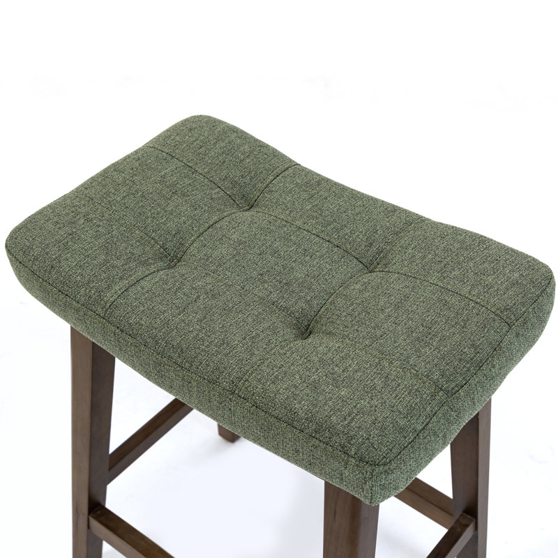 Tabouret de bar extra large 19,7 po, Linen Green Seat/Brown Frame