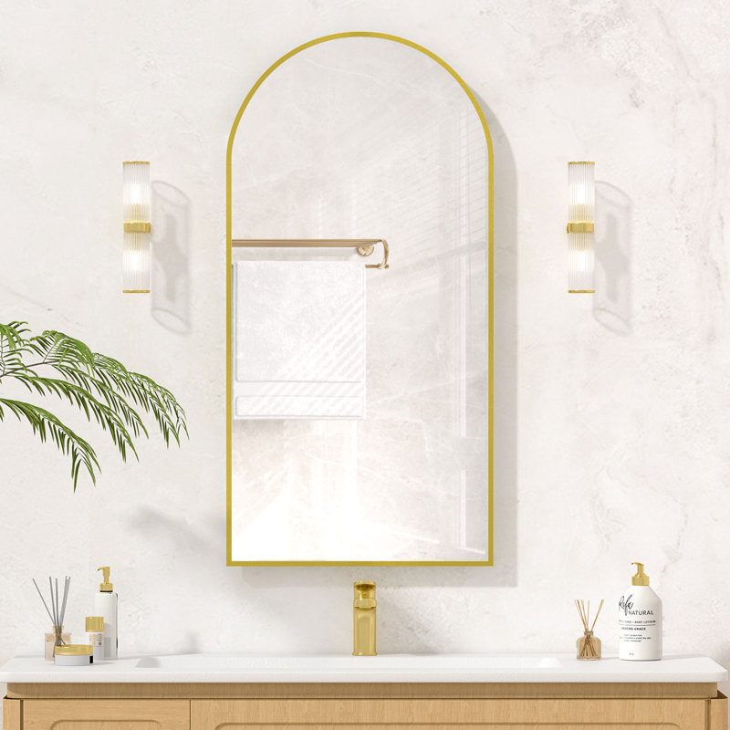 Miroir Poulton, H 31,5 po x l 15,7 po x P 4,5 po, Or clair brossé