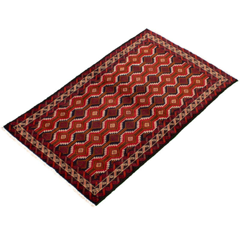 Hand-Knotted Rizbaft Red Wool Rug 3'6" X 6'0"