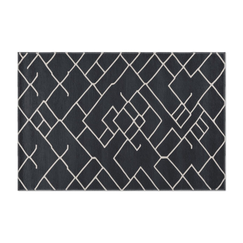Tapis gris intérieur et extérieur Trellis, Rectangle 4pi x 6 pi