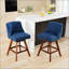Tabourets de bar pivotants à hauteur de comptoir avec siège de 26 po, conception rembourrée confortable en bleu pour les cuisines et les bars modernes-1545269779