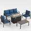  Ensemble de conversation moderne avec foyer d'extérieur en aluminium 5 pièces Modern-2031275353-2029853279