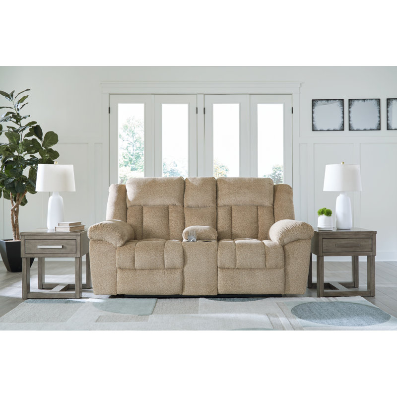 Gwendolyne Upholstered 80'' Power Reclining Loveseat, Brown Polyester