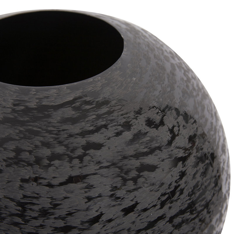Chiseled Texture Black Iron Globe Vase, Large, 9" H x 11" W x 11" D