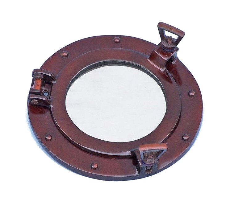 Metal Wall Mirror, 8" H x 8" W, Antique Copper