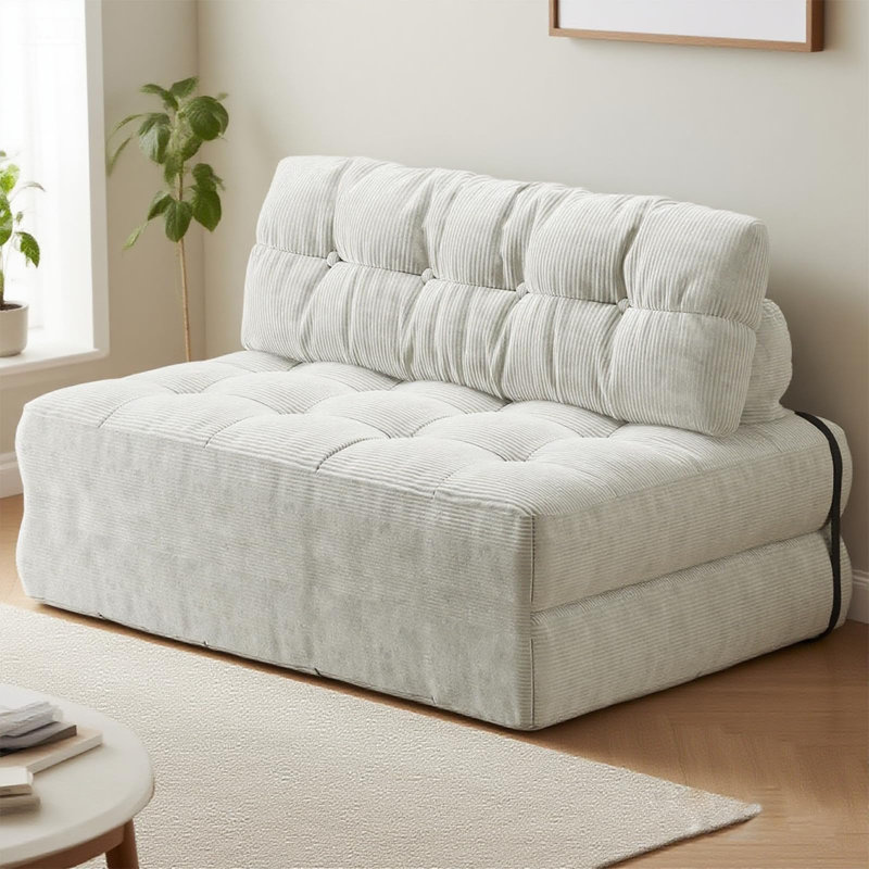 Folding Sofa Bed, Floor Folding Couch with Pillow, Futon Sofa Bed Convertible Sleeper Chair Foldable Mattress Back Support, Portable Fold Out Couch, Full, Corduroy