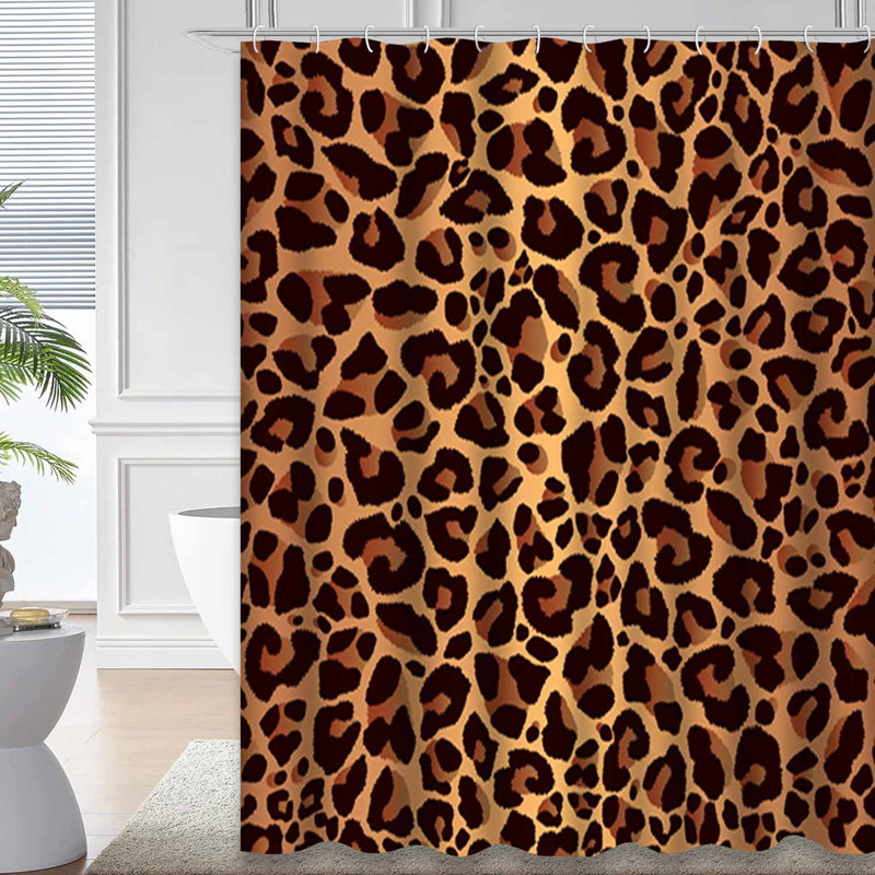 Rideau de douche avec 12 crochets Leopard, 72" L x 78" W