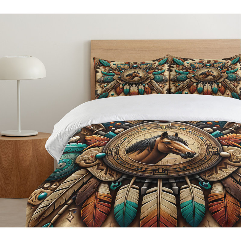 Rustic Duvet Cover, California King Duvet Cover + 2 Standard Shams
