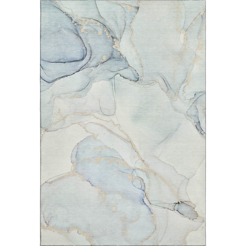 Premium Machine Washable Cerrito AMF523 Sky Rug, Rectangle 10' x 14'