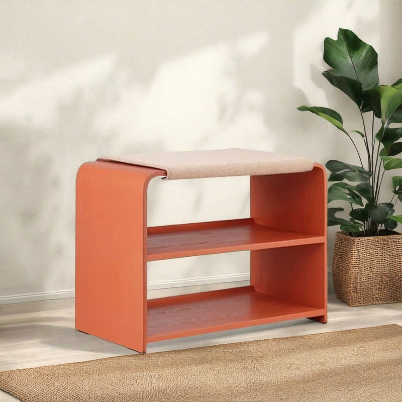 Tabouret avec rangement à chaussures 23,6 po, Orange