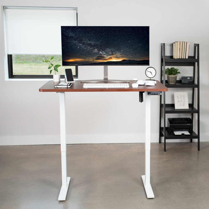 Dark Walnut and White Adjustable Height Standing Desk