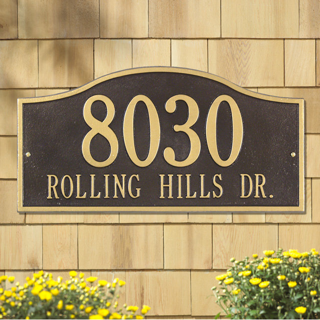 Rolling Hills 2-Line Wall Address Plaque, Antique Copper, Yes