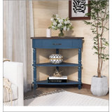 33.8'' Small Triangle Corner Table, Wood Corner Side Table for Small Spaces/ Living Room, 3 Tier End Corner Table with Solid Wood Legs