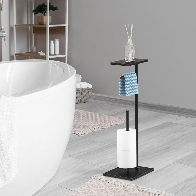 Free Standing Toilet Paper Holder, Black