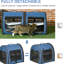 Boîte de transport bleue pour chat 39 po - Tissu respirant, deux compartiments, coussins moelleux et coffre de rangement portable, bleu, fenêtres