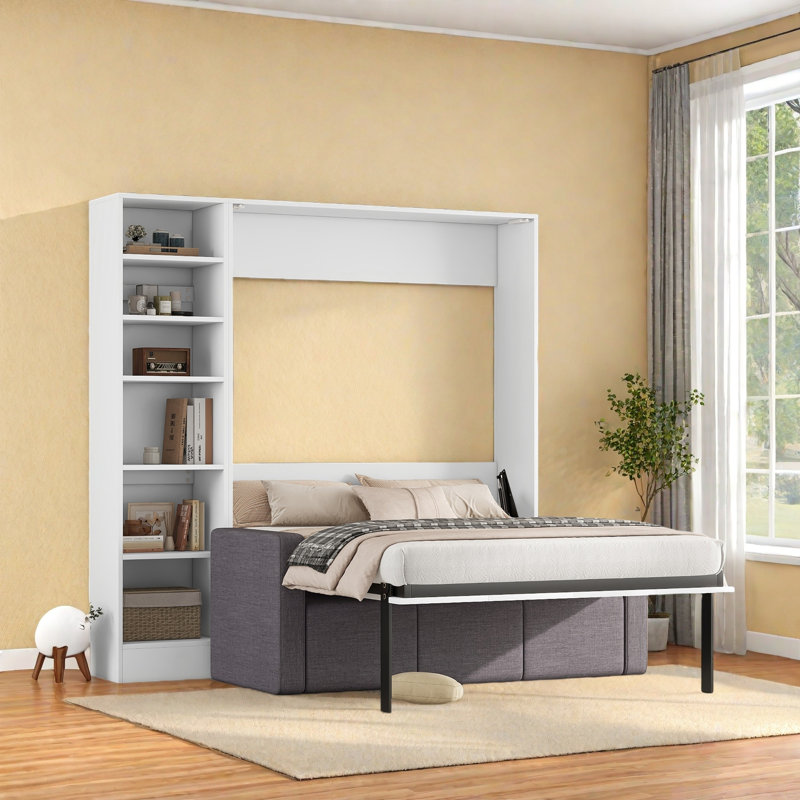 Lit escamotable moderne avec canapé et tablettes Rouzbeh, Double