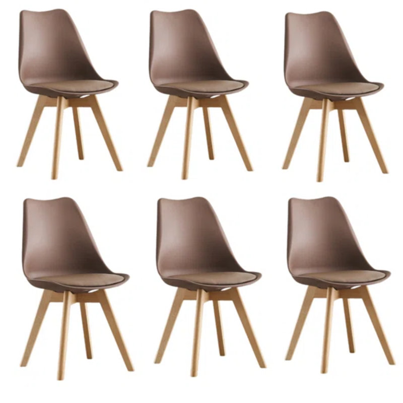 Carys Modern  Scandinavian Minimalist Dining Chairs with Faux Leather Cushions and Solid Wood Legs - Side Chair for Dining Room Kitchen Office