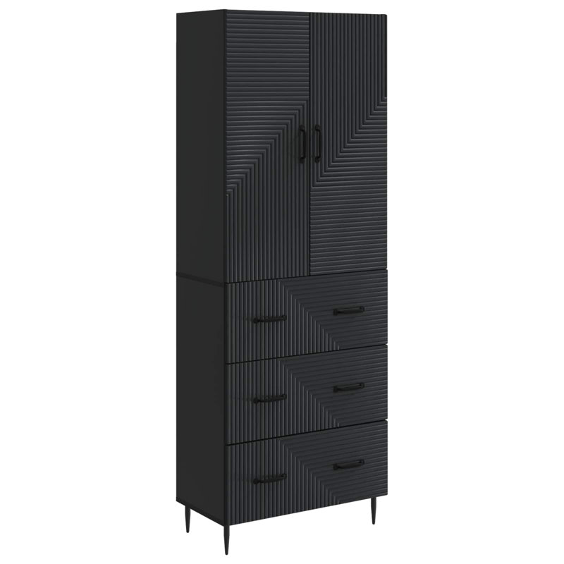  Cabinet Set 2 Pcs Engineered Wood Storage Home Furniture Solution, Black