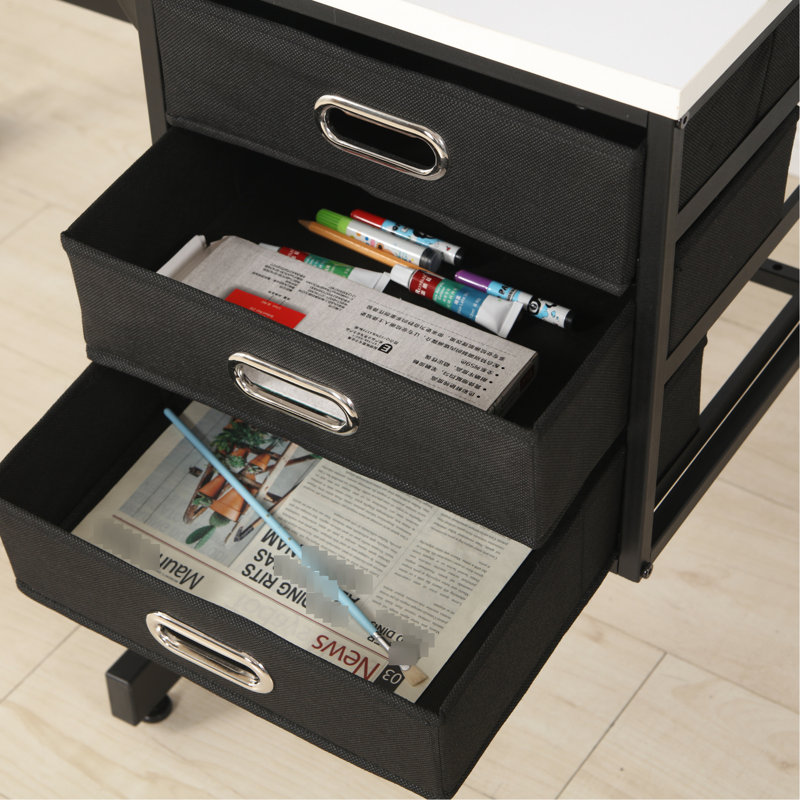 Table de travail blanche avec 3 tiroirs et tabouret, réglable pour diverses fins artistiques et de bureau
