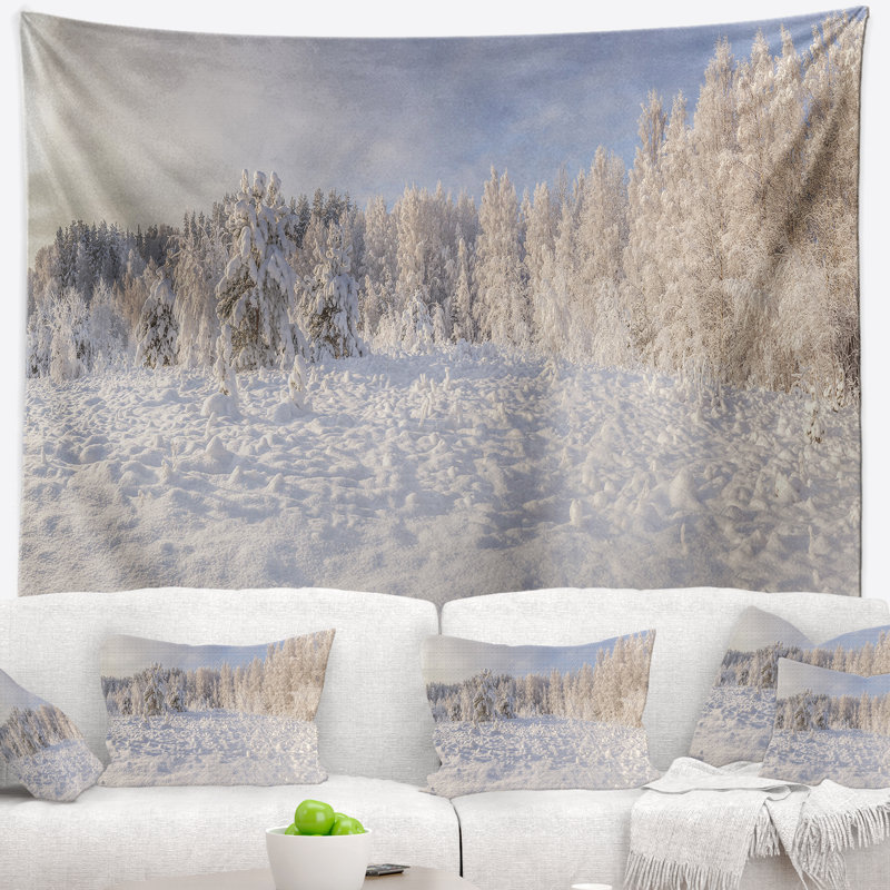 Tapisserie glade en bois d’hiver en polyester avec accessoires suspendus inclus, H 32 po x l 39 po