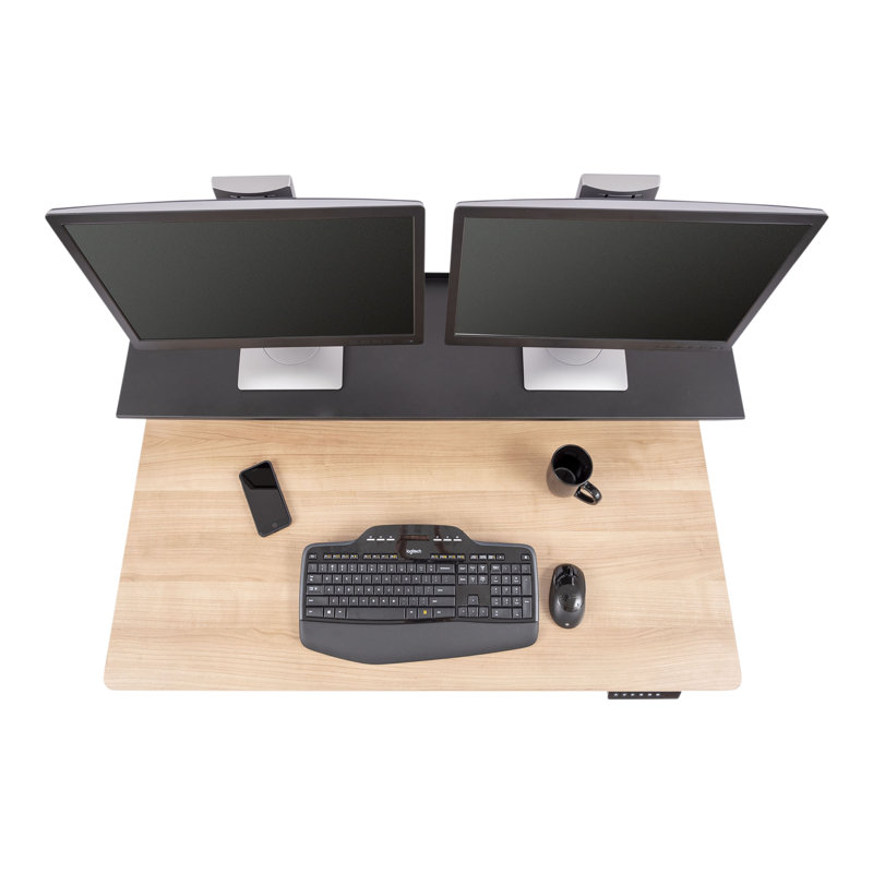Bureau debout à hauteur ajustable, Noyer naturel / noir, H 60,6 po x l 47,25 po x P 29,5 po