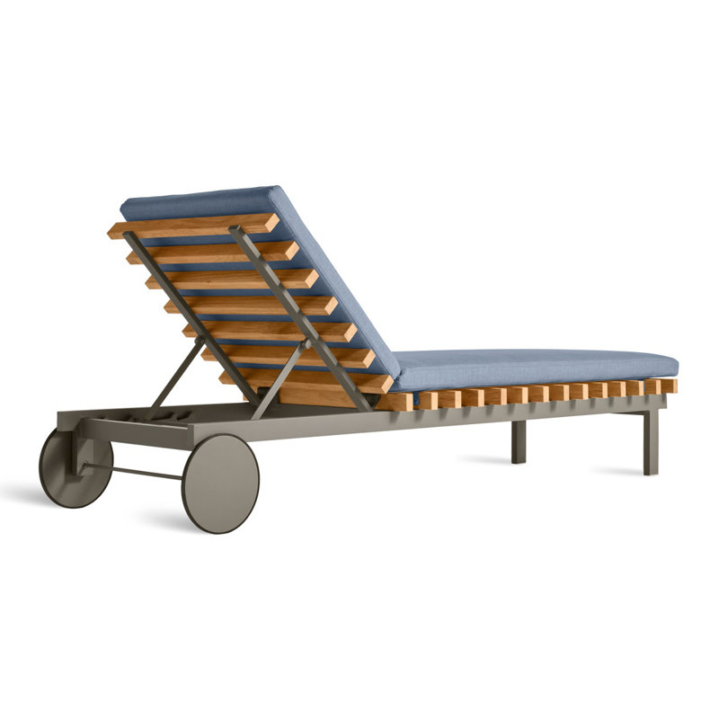Perch Outdoor Teak Chaise Lounge, Toohey Charcoal, Charcoal