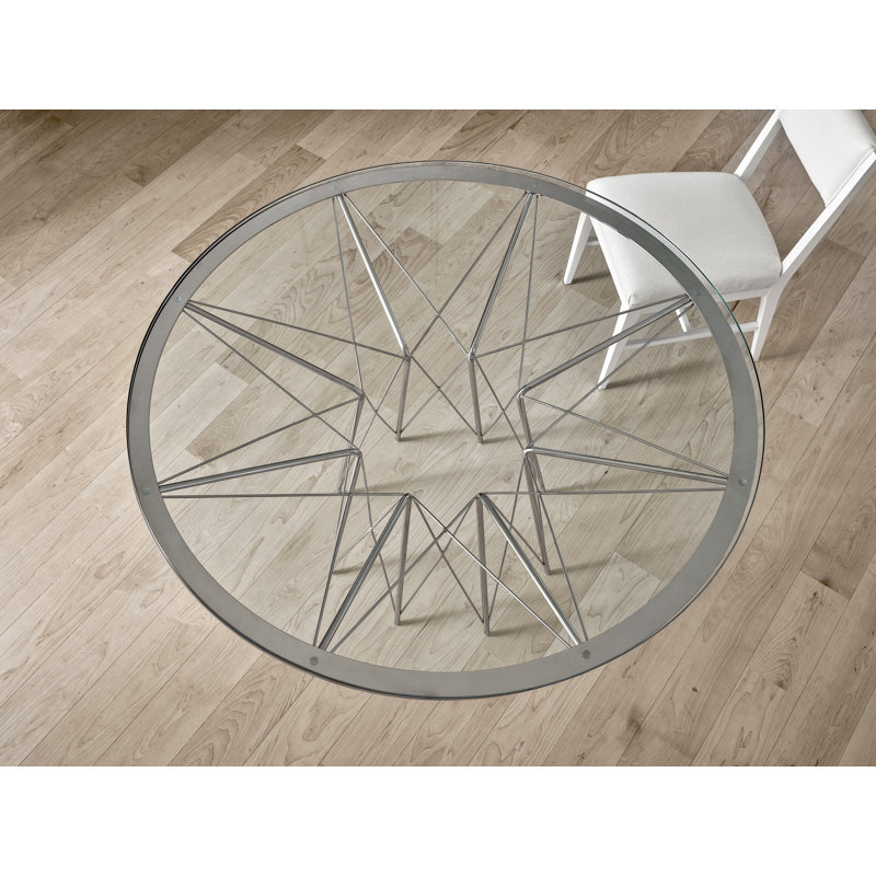 Axel 54" White Glass Top Transitional Dining Table