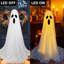Ensemble de 2 vérandas d'Halloween décoratives fantômes d'extérieur avec guirlande lumineuse