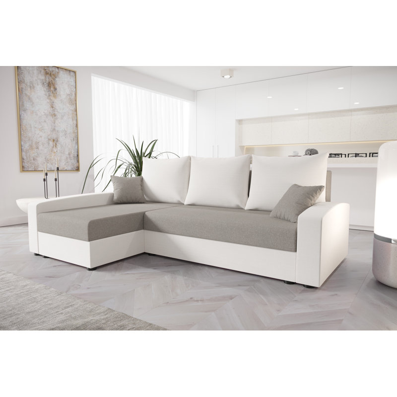 Shraz 3 Seater Corner Sectional, Left -sided, Beige/Cream - Sawana21/Sawana01
