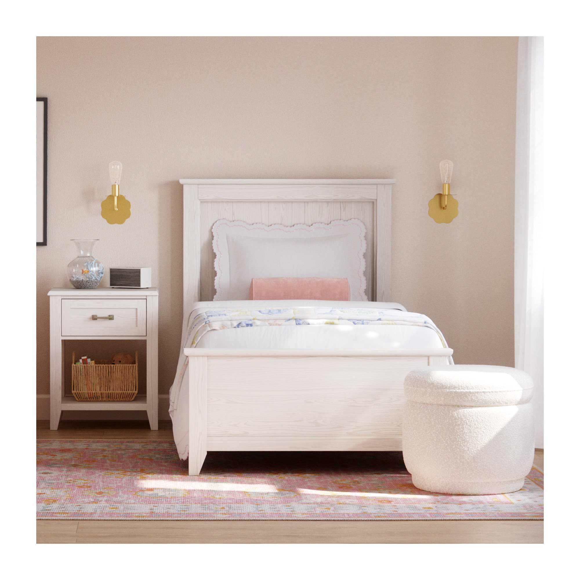 Bara Cotton Duvet Cover Set, Gray/White, King Duvet Cover + 2 King Shams