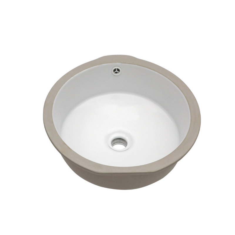 Ceramic Round Undermount Bathroom Sink With Overflow