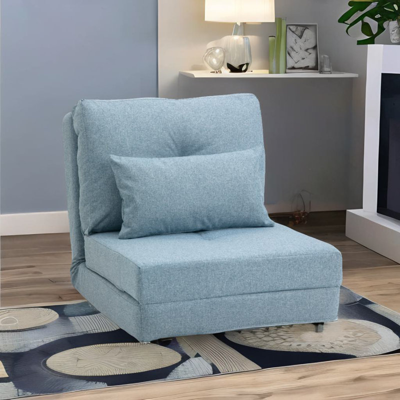 Folding Floor Chair, Blue Linen