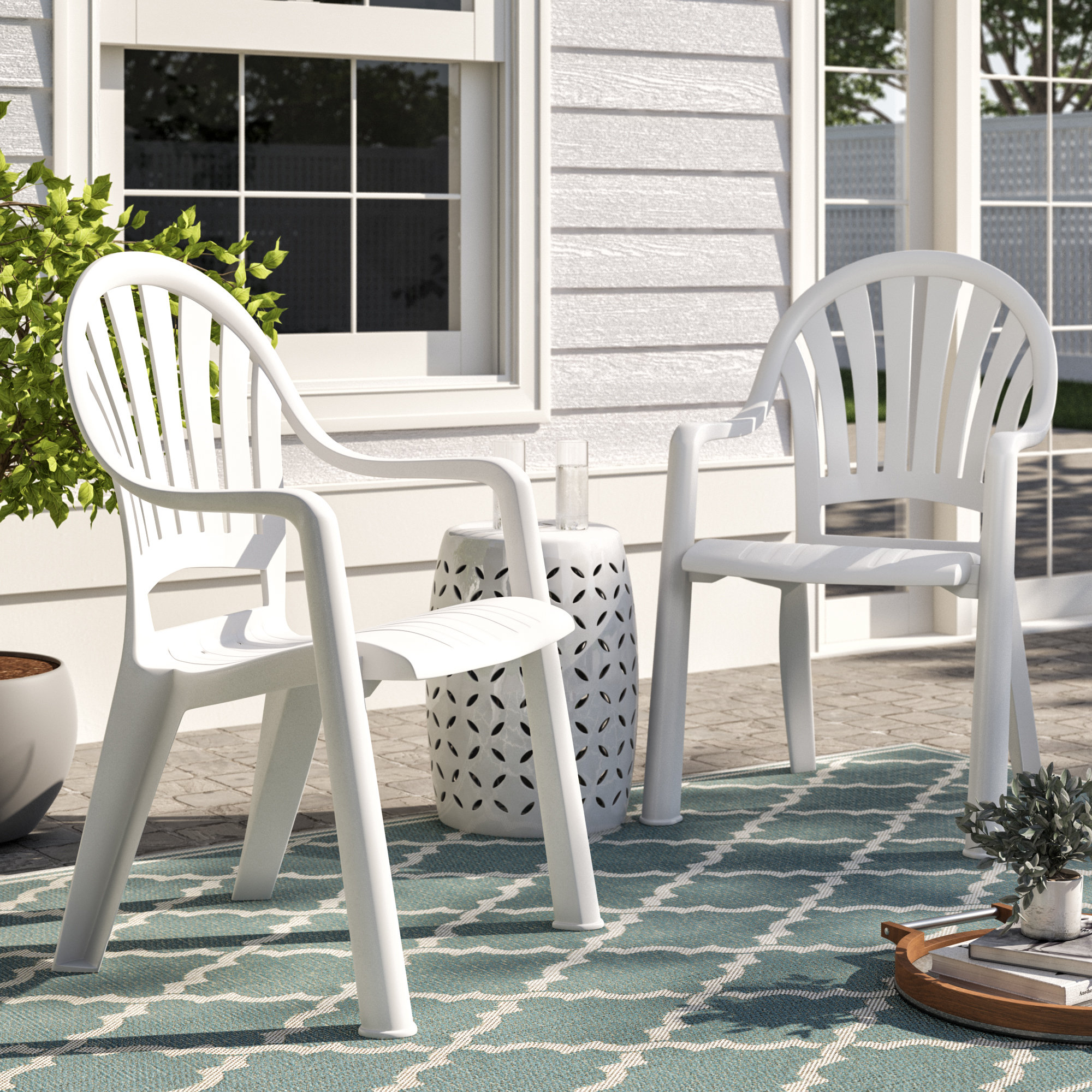 Grey stackable patio online chairs