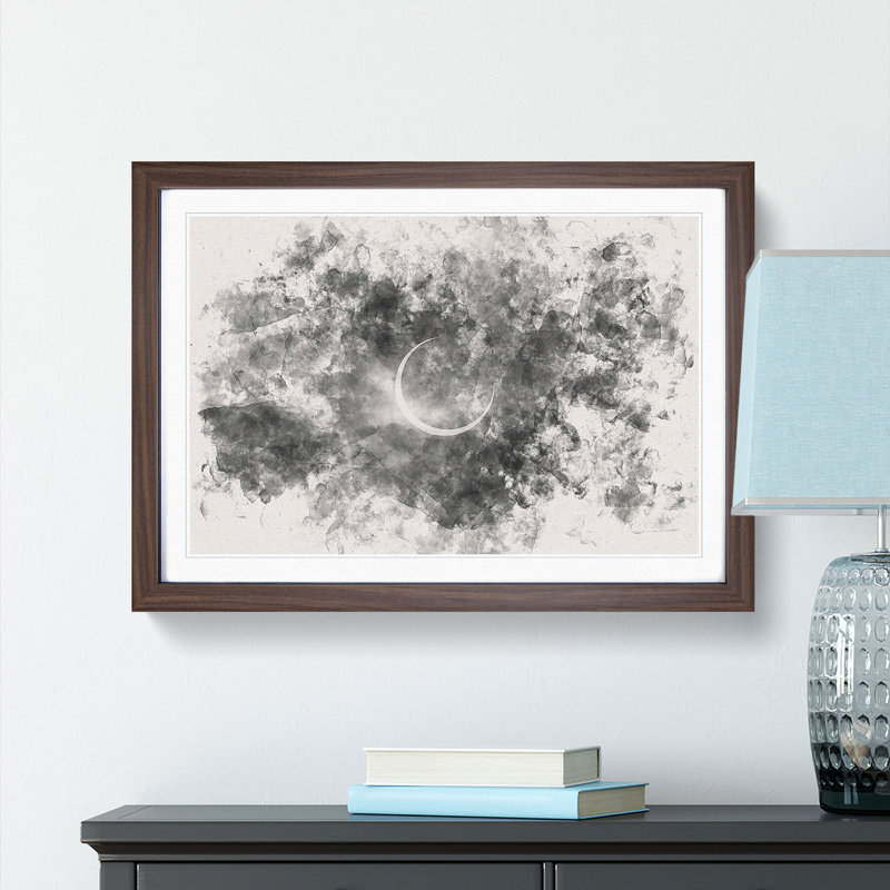 Eclipse Of The Moon - Picture Frame Painting, 36cm H x 48cm W x 2cm D, Walnut Framed