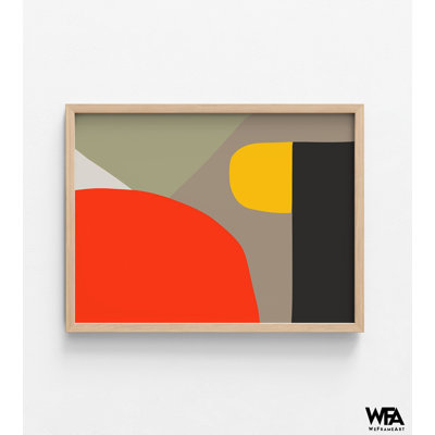 «Organic Shapes And Lines I» par Irena Orlov, impression de formes rouge vif, décor de petit hall d'entrée, affiche de décoration murale d'hôtel moderne