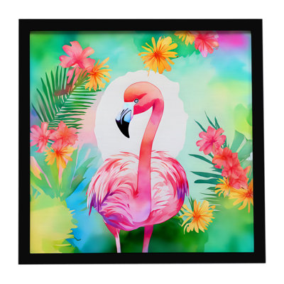 Hippie Animal Flamingo Framed Metal Print