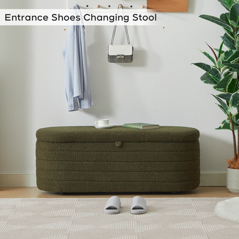 Banc de rangement avec repose-pieds Skandar, Vert