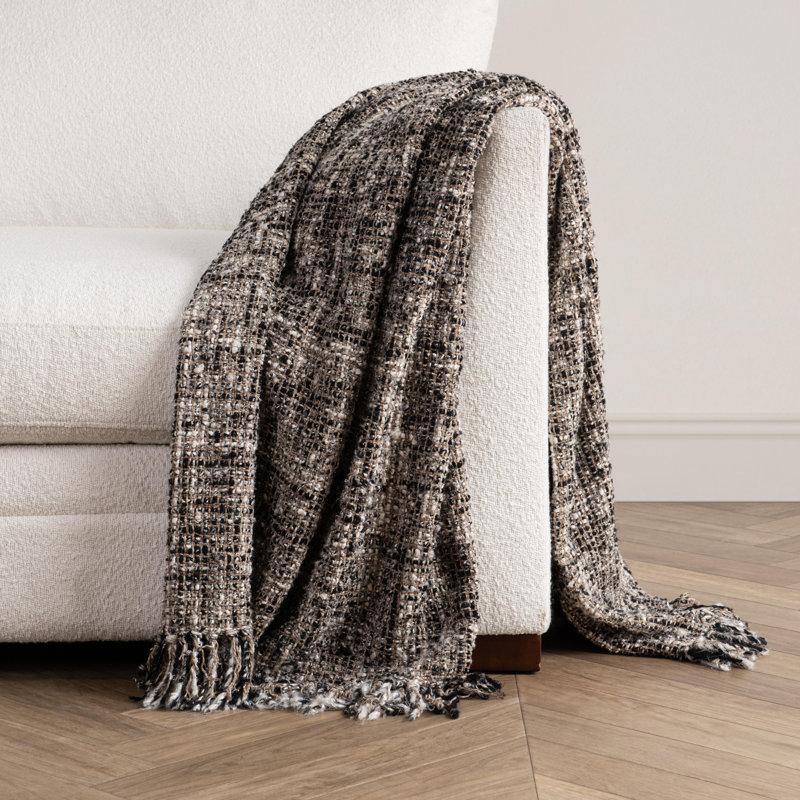 Porter Throw Blanket, Black Abstract