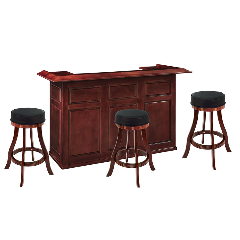Ensemble de bar 72 po avec trois tabourets de bar sans dossier par Ram, Style Tudor