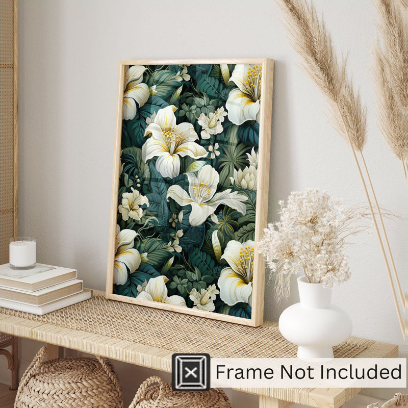 Floral, fleurs d'Hibiscus hawaïen, impression d'art tropical sans cadre, H 36 po x l 24 po