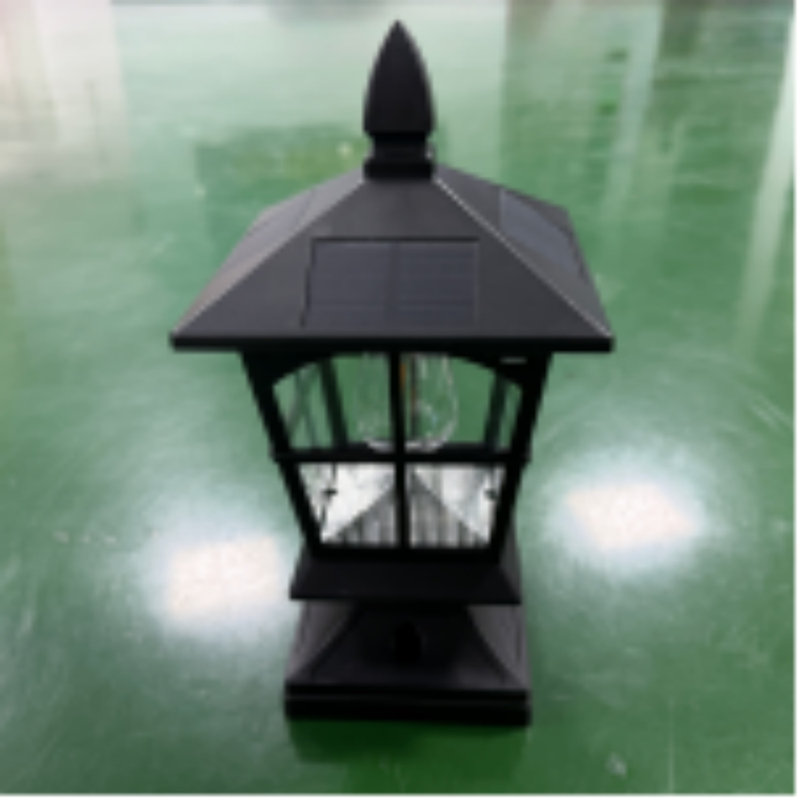 Lanterne solaire DEL extérieure sur poteau avec lumière blanche chaude 2700K et capteur crépusculaire
