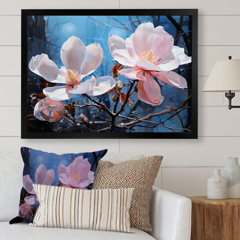 «Luxurious Magnolia Tranquility III», reproduction sur toile, H 30 po x l 40 po x P 1,5 po, Cadre simple noir