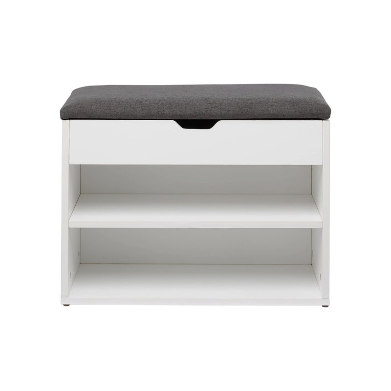 6 Pair Shoe Storage Bench, White/Grey