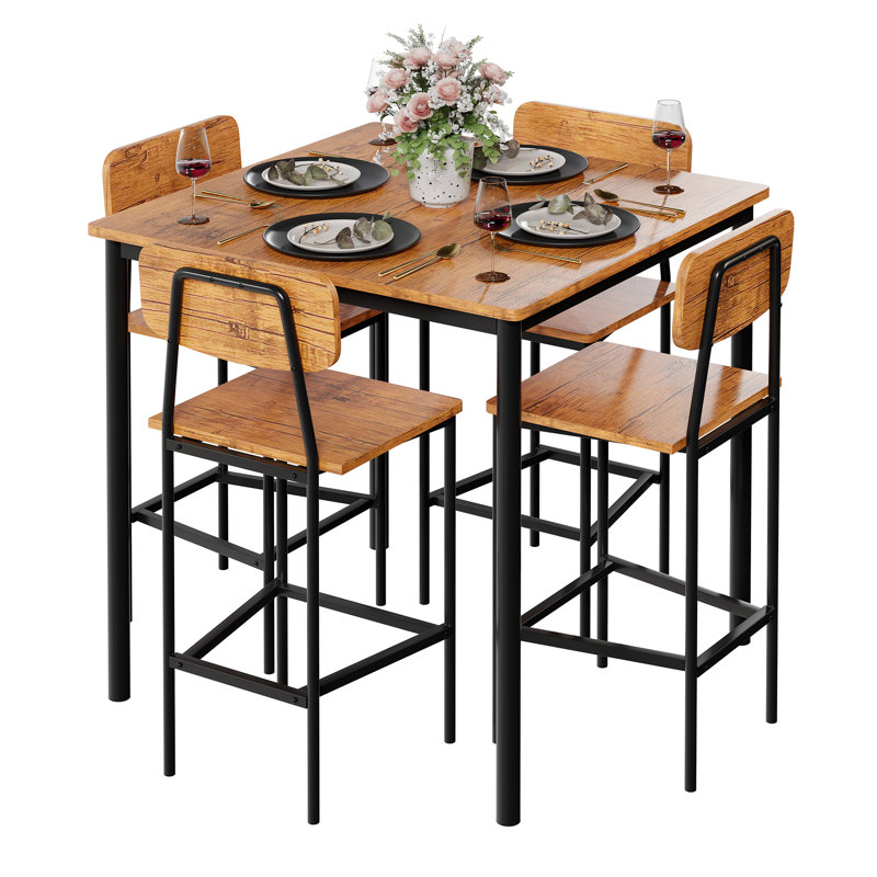 Table et chaises de cuisine pour 4 personnes avec un design peu encombrant, Tanné, Tanné
