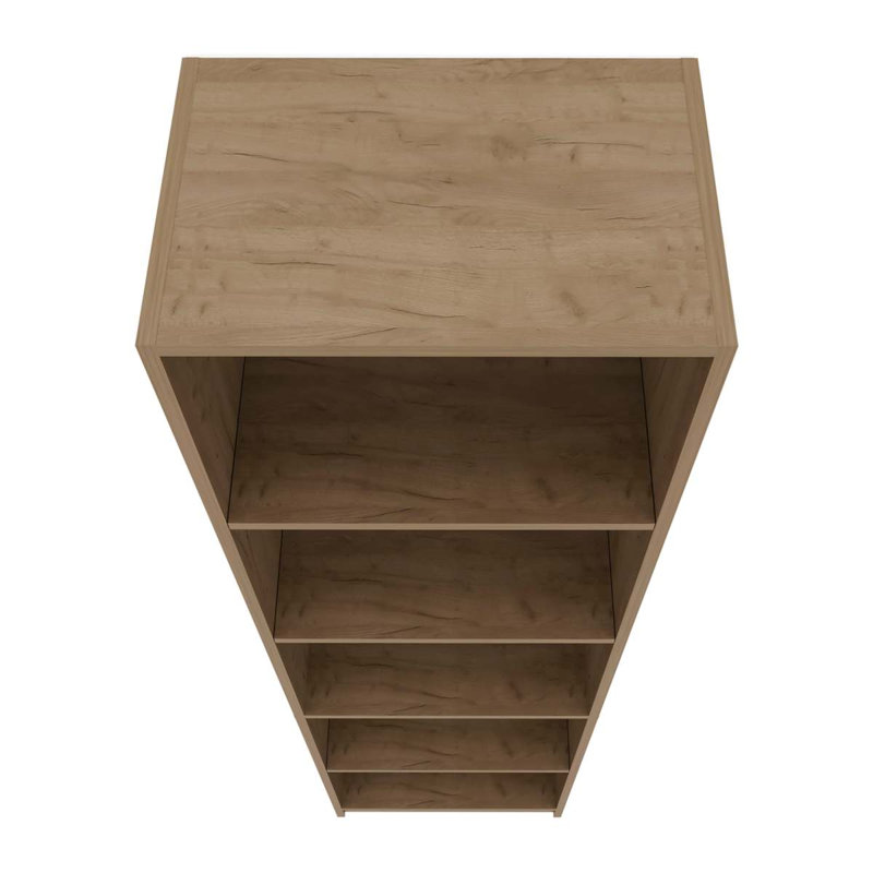 Bibliothèque en chêne naturel et blanc à 5 tablettes avec rangement ouvert, Oak
