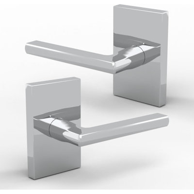 Mega Handles Glamor Dummy Reversible Interior Door Lever with Rectangular Rosette for French, Closet, Pantry Doors—Modern Stainless Hardware Finish
