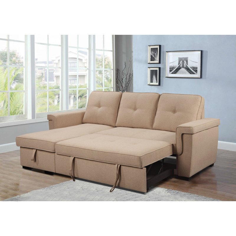 Canapé-lit et chaise longue réversible de 89,5 po Steen, Beige performance