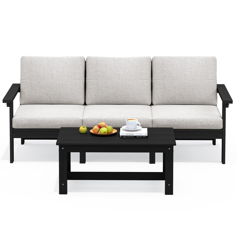 3-Person HDPE Outdoor Seating Group, only  Frame, White, Black
